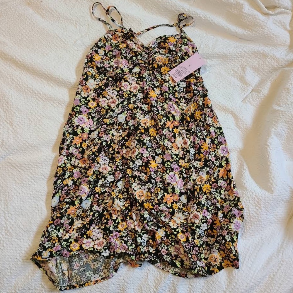 Women's Sleeveless Fit & Flare Dress Wild Fable Sun Dress Black Floral